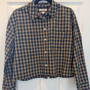 Madewell Poplin Crop Shirt in Plaid - Size Small